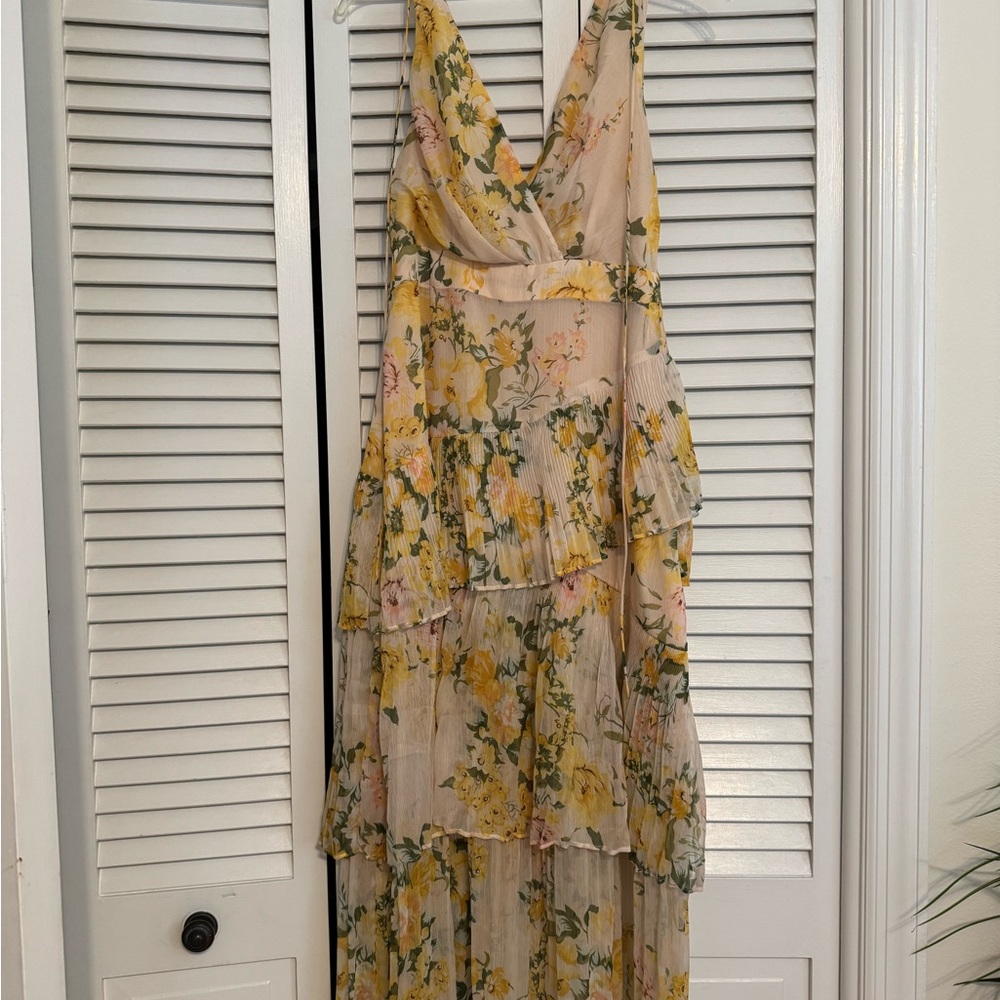 Topshop Cream Tiered Ruffled Maxi Dress